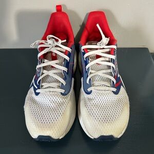 New Balance Kids White and Red Sneakers